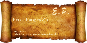 Erni Pongrác névjegykártya